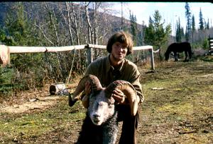 Chris Widrig with a ram at Grave Lake about 1979